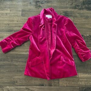 Elegant Velvet Blazer in Vibrant Pink
